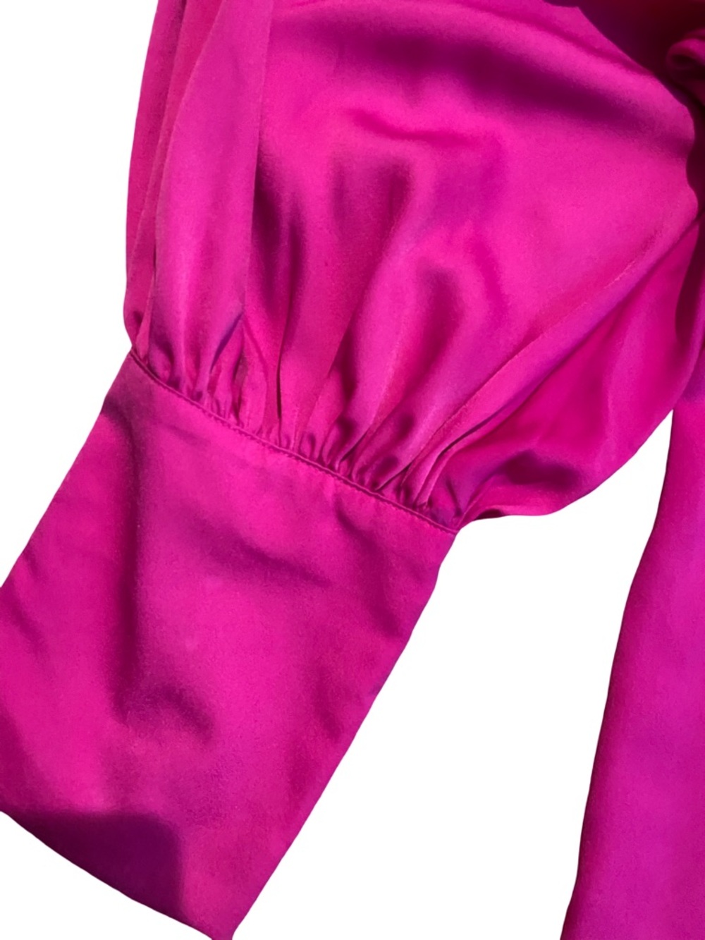 Women's xxl Fuchsia Balloon-Sleeve Blouse satin - Picture 2 of 3
